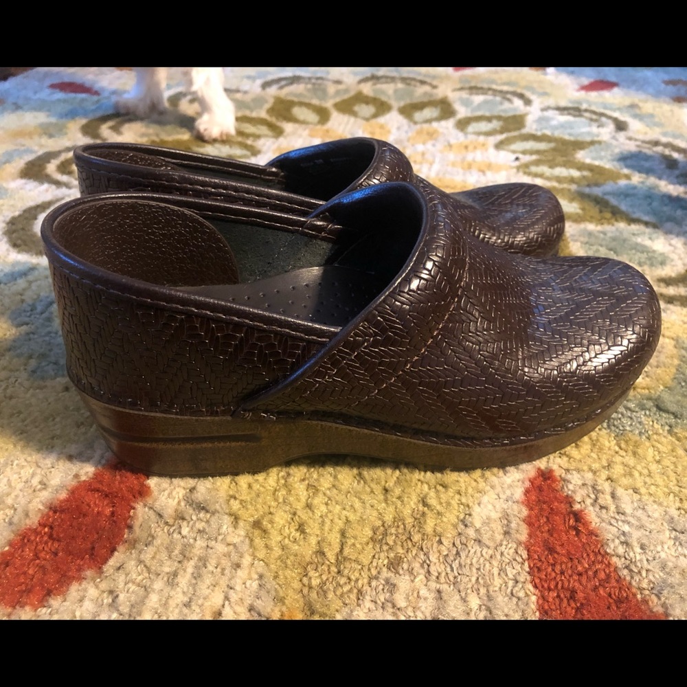 Brown Tooled Dansko Clogs - image 1